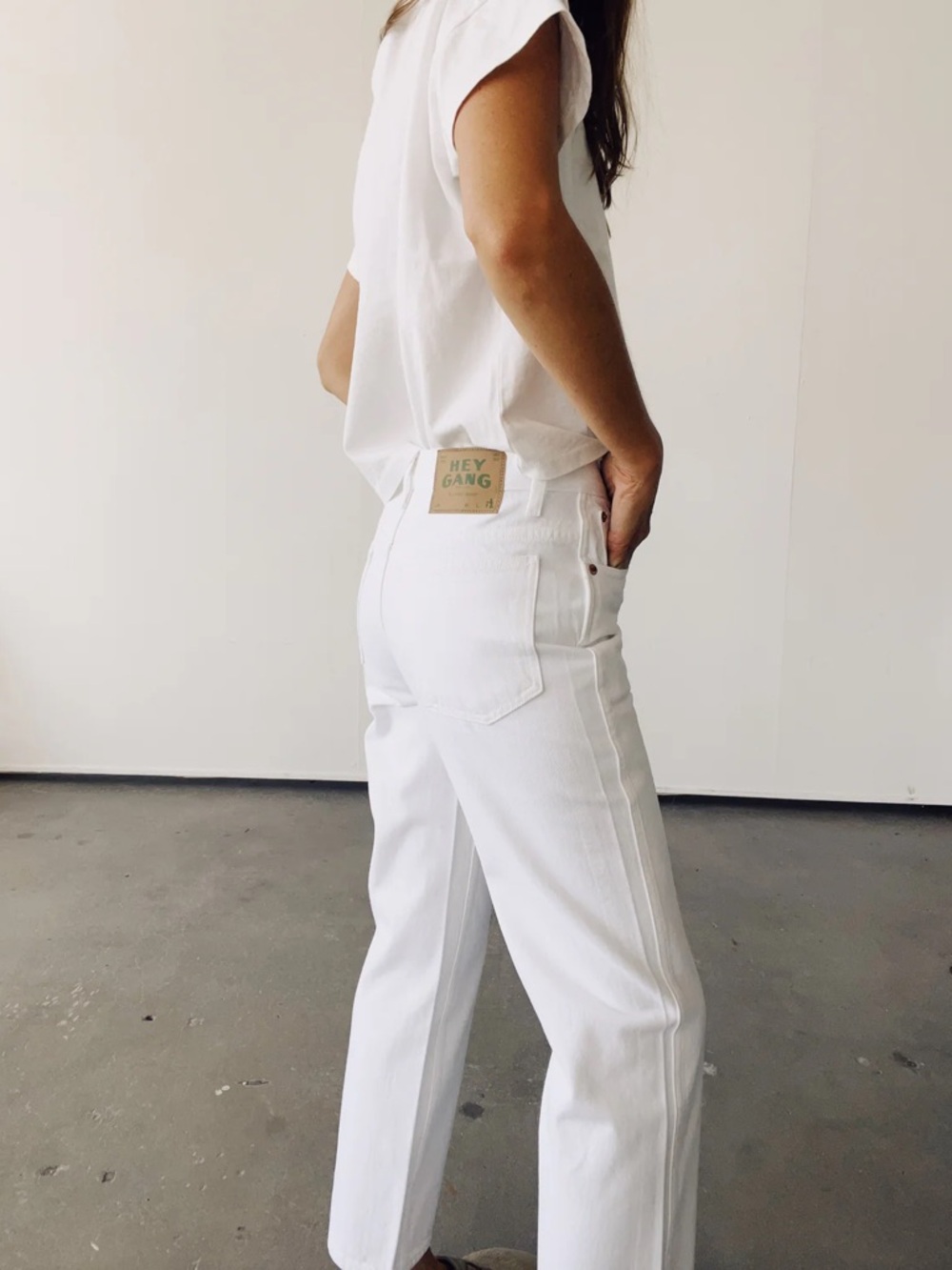 Hey Gang White Straight Leg Jeans for Women